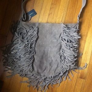 genuine Leather OversizCross bag with Fringes. NEW